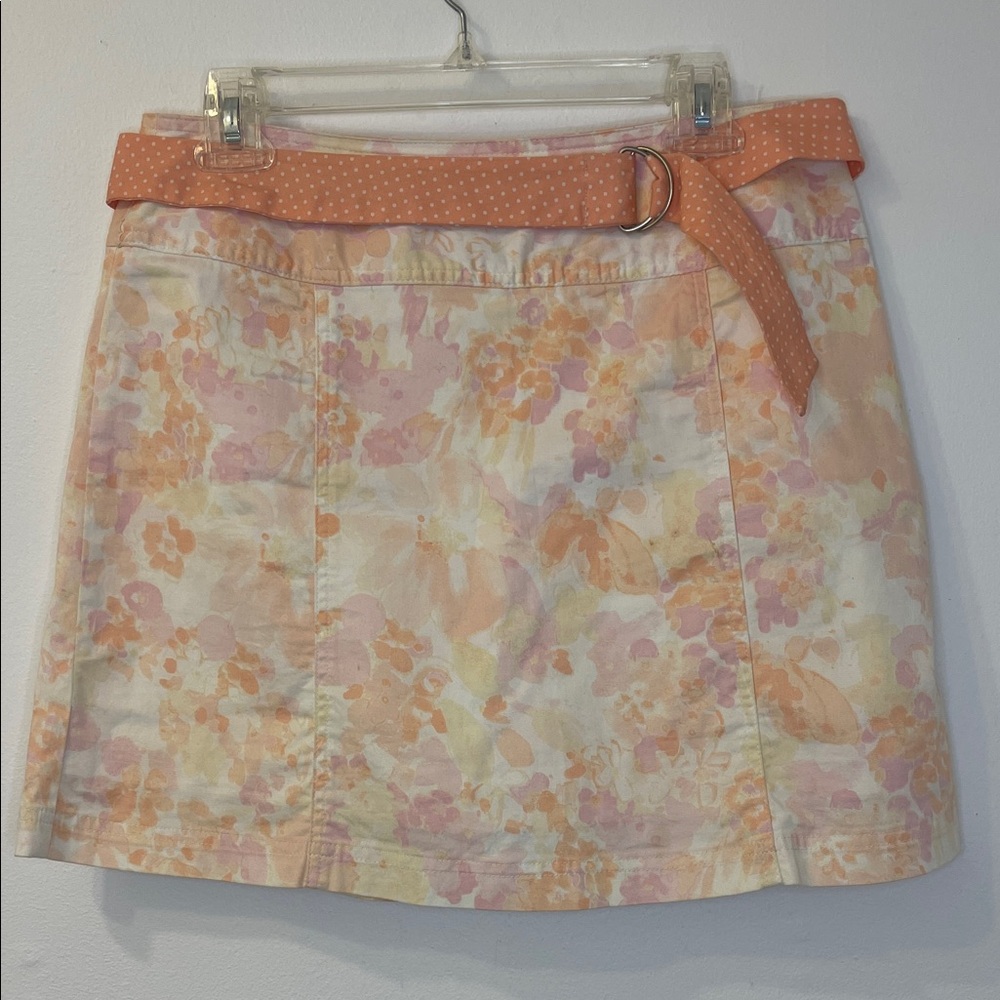 St. John's Bay Skort with Polka Dot Belt - Peach & Pink Size 8 Waist 15.5”